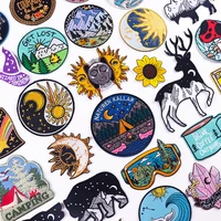 sun embroidered patches on clothes diy outdoot mountains applique patches for clothing space nature adventure iron on patches