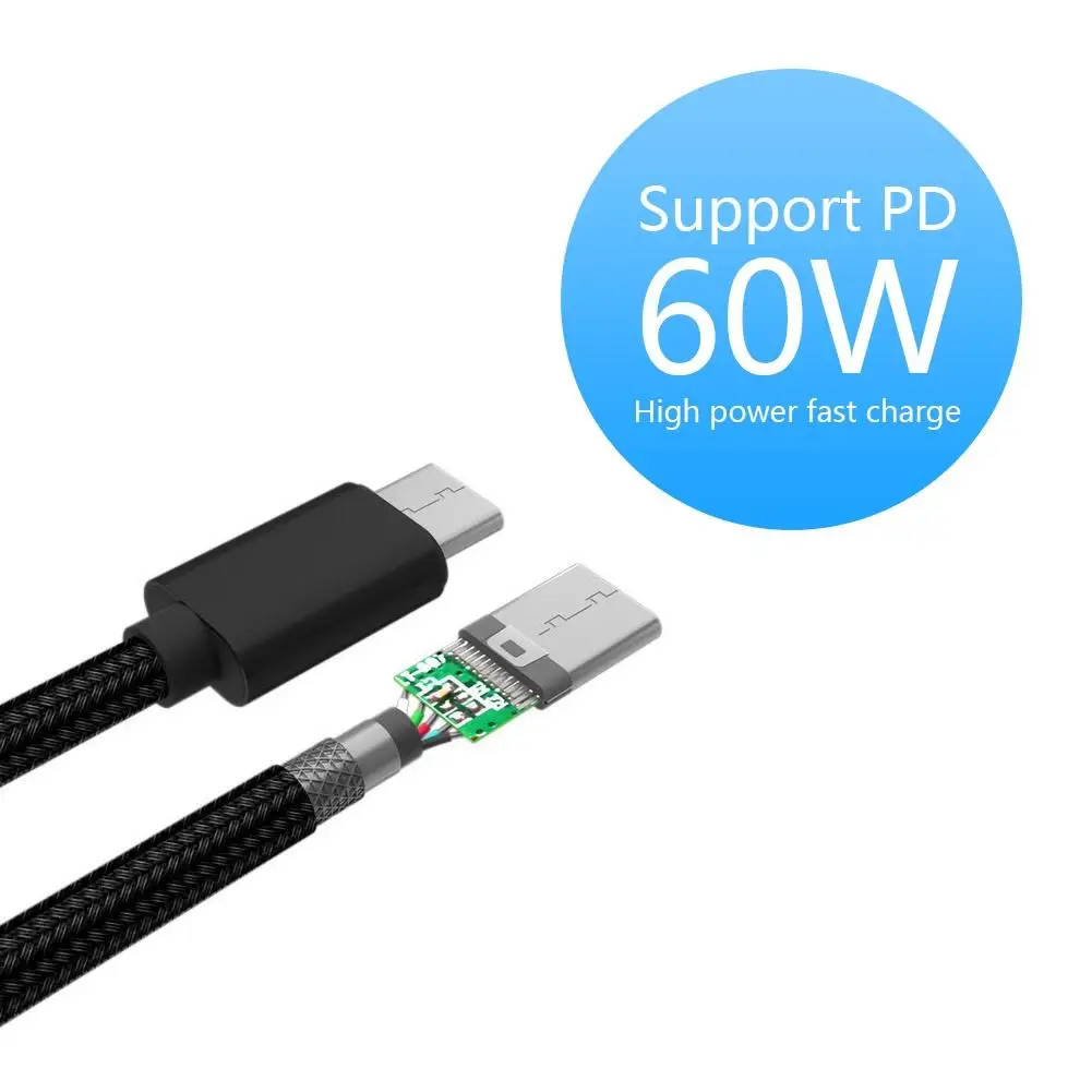1 м/2 м 60 Вт Плетеный PD type-C Мужской кабель для быстрой зарядки шнур MacBook huawei p30 pro xiaomi