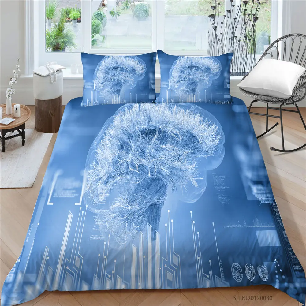

Creative Brain Bedding Set Single Fashion 3D Duvet Cover Blue Twin Full Double Queen King Technology Bed Set Data Sheet