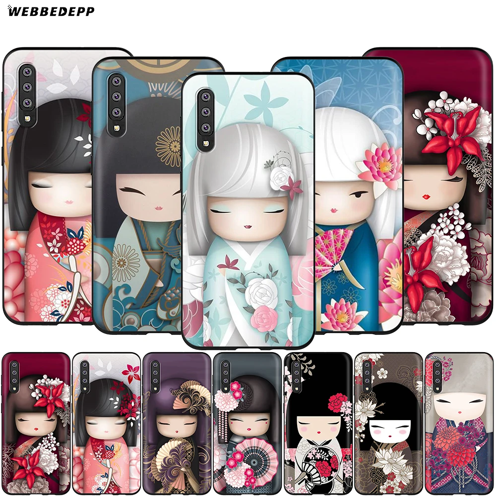 Webbedepp Модный японский чехол Kokeshi для Samsung Galaxy S7 S8 S9 S10 Plus Edge Note 10 8 9 A10 A20 A30 A40 A50 A60