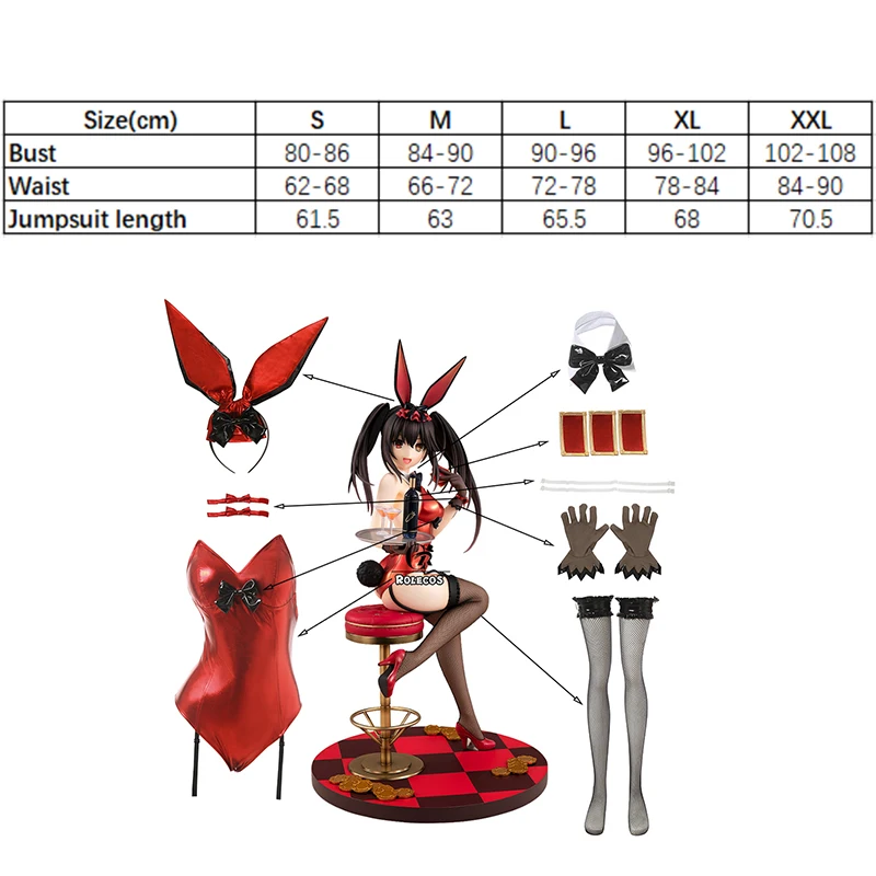 ROLECOS Date A Live Маскарадный костюм Куруми токисаки С изображением кролика Банни