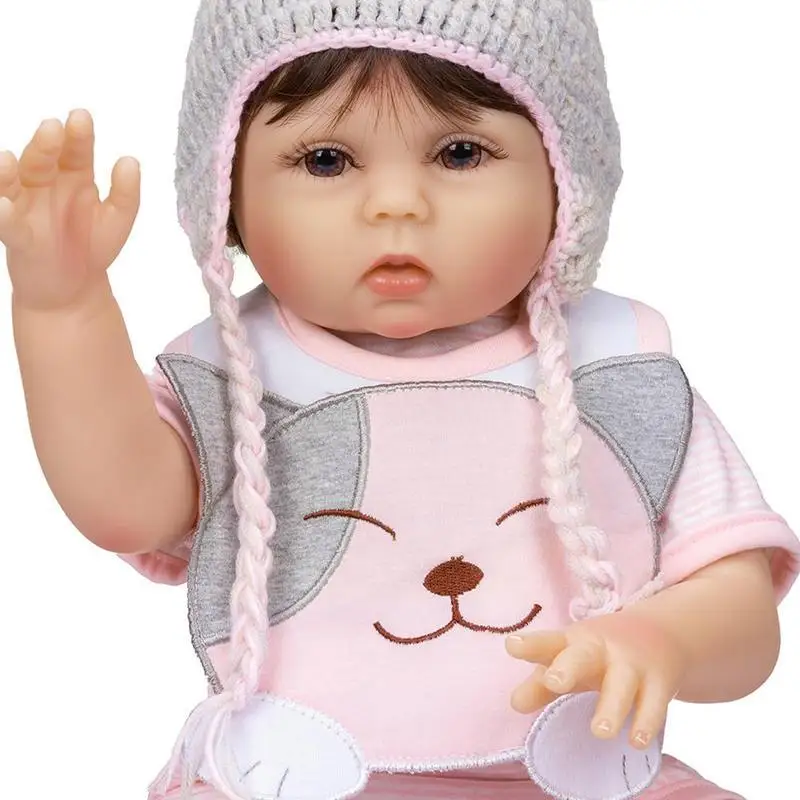 

19 Inch Silicone Reborn Dolls 49CM Cute Rabbit Hat Doll Fiber Toys Playmate Set Kids Birthday Coat Childrens Gift Realistic X6Z7