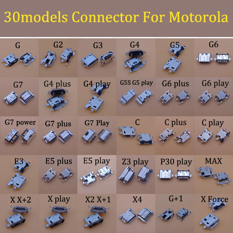 30 моделей разъемов для зарядки Micro USB Motorola Moto G G2 G3 G4 G5 G6 G7 G5S plus play power C E3 E5 Z3 P30