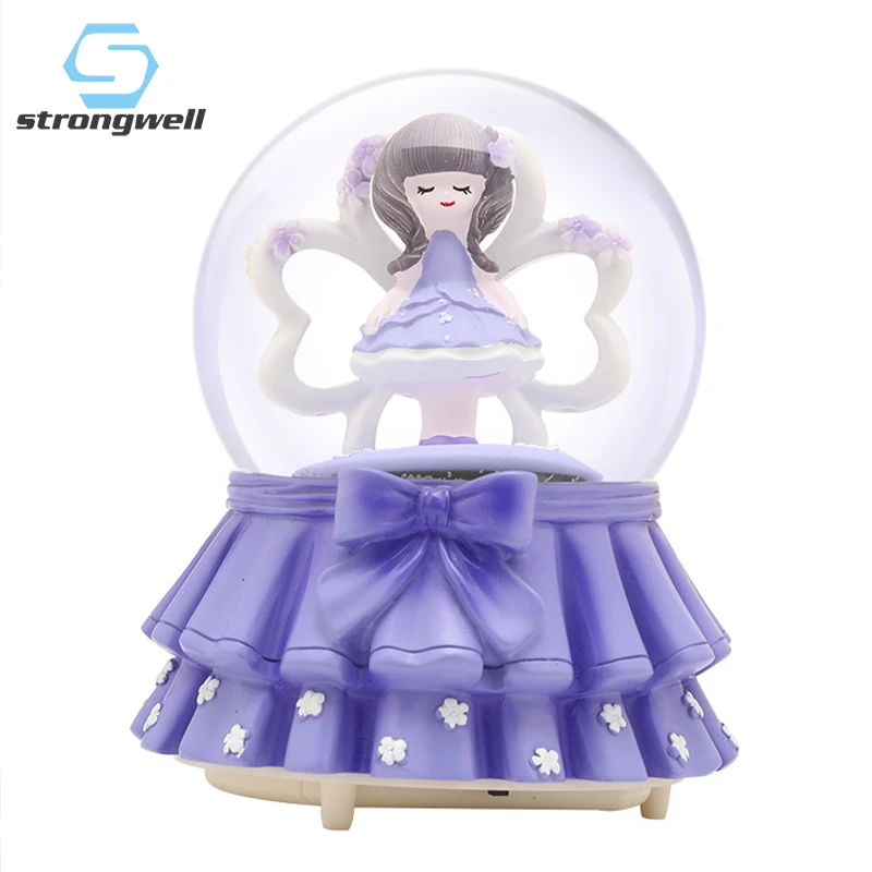 Strongwell розовый фиолетовый цветок девушка хрустальный шар музыкальная шкатулка