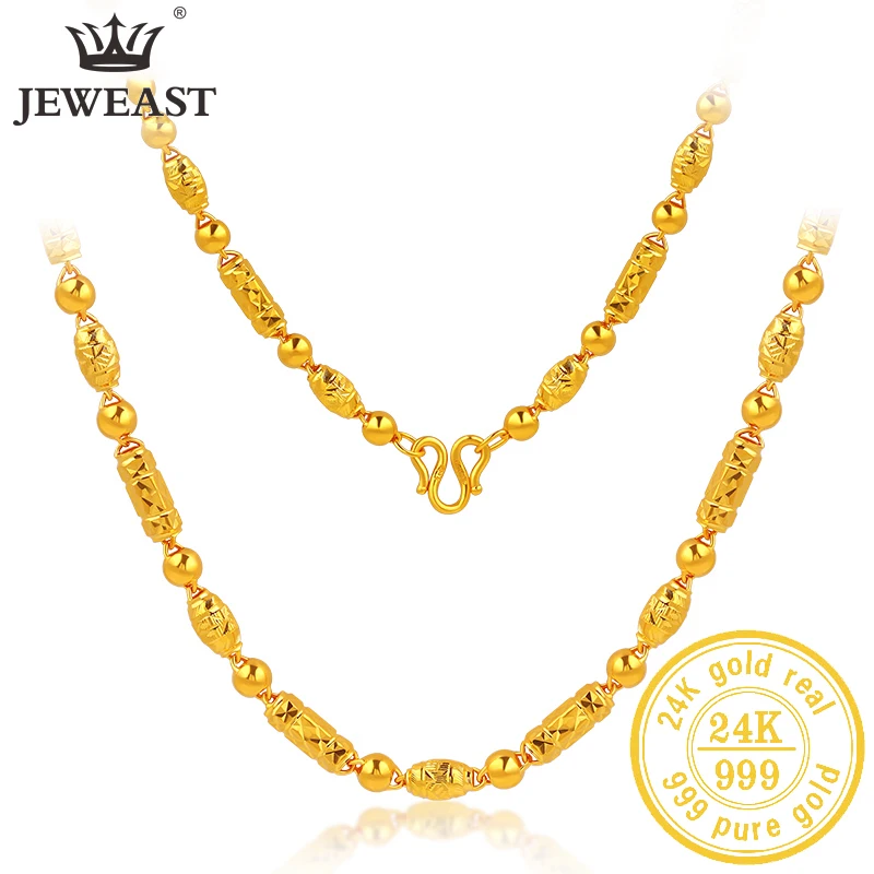 

JLZB 24K Pure Gold Necklace Real AU 999 Solid Gold Chain Men's Nice Upscale Trendy Classic Party Fine Jewelry Hot Sell New 2023