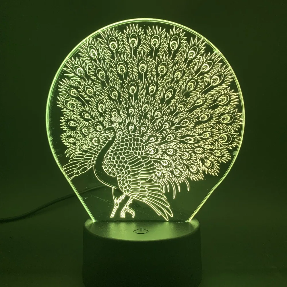 3d Визуальный лампа светильник эффект павлина для маленьких детская комната