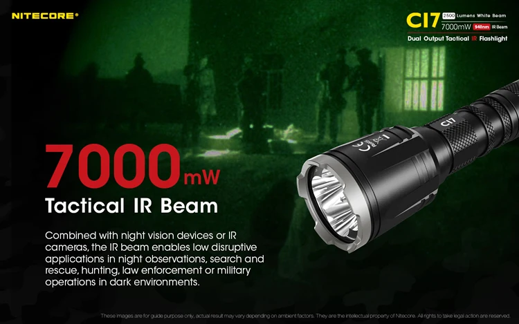 NITECORE CI7 Тактический ИК-фонарик комплект 4* CREE XP-G3 S3 4* SST-10-IR светодиоды Макс 2500 люмен 7000 МВт открытый свет охота факел