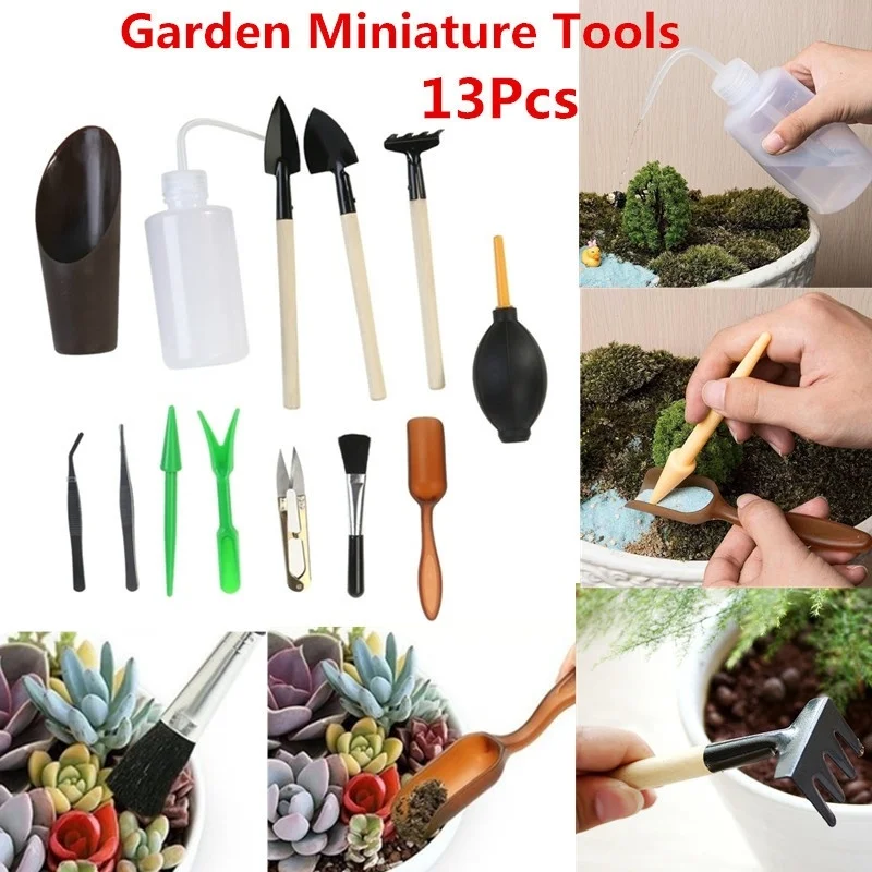 

13Pcs Mini Garden Hand Tools Transplanting Tools Succulent Tools Miniature Tool