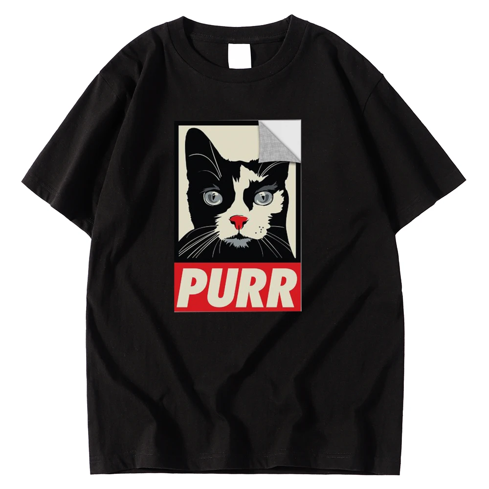 

Purr Animal Print Mens Cool Cat Picture Hip Hop T Shirt Spring Summer Tops Casual O-Neck T Shirts Short Sleeve Male Tees Shirts