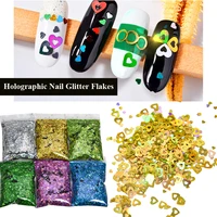 50gbag holo nail glitter acrylic flake heart hollow sequin glitter for nail decoration heart outline confetti mix size pd75 1 2