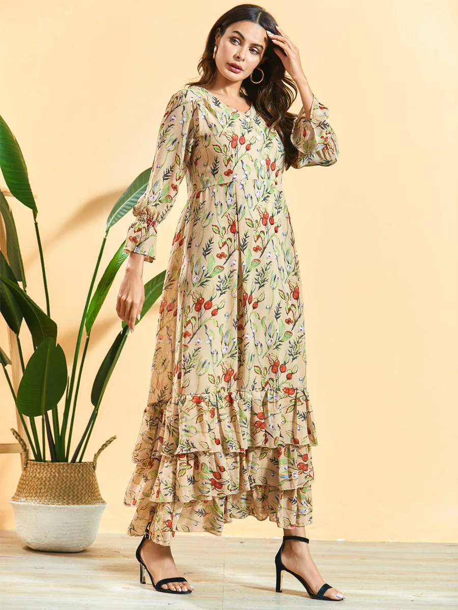 

KALENMOS Women Muslim Dress Elegant Abaya Ramadan Musulman Turkey Moroccan Kaftan Hijab Vestidos Ropa Islamic Clothing Plus Size