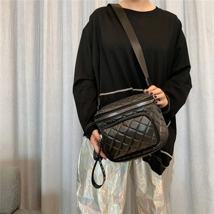 

New Messenger Bag Fashion Trend Net Red Waist Bag PU Leather Diamond Soft Leather Multifunctional Chest Bag Female Bag