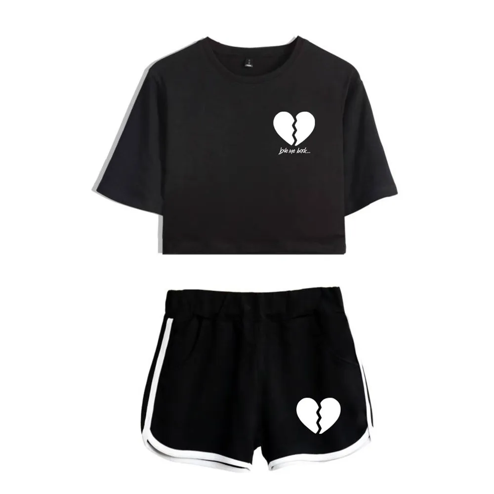 

Women Two Piece Set Shorts+lovely T-shirt Harajuku Internet Celebrity 2020 Hot Sale Tracksuit Print Fashion Short Pullover Sweet