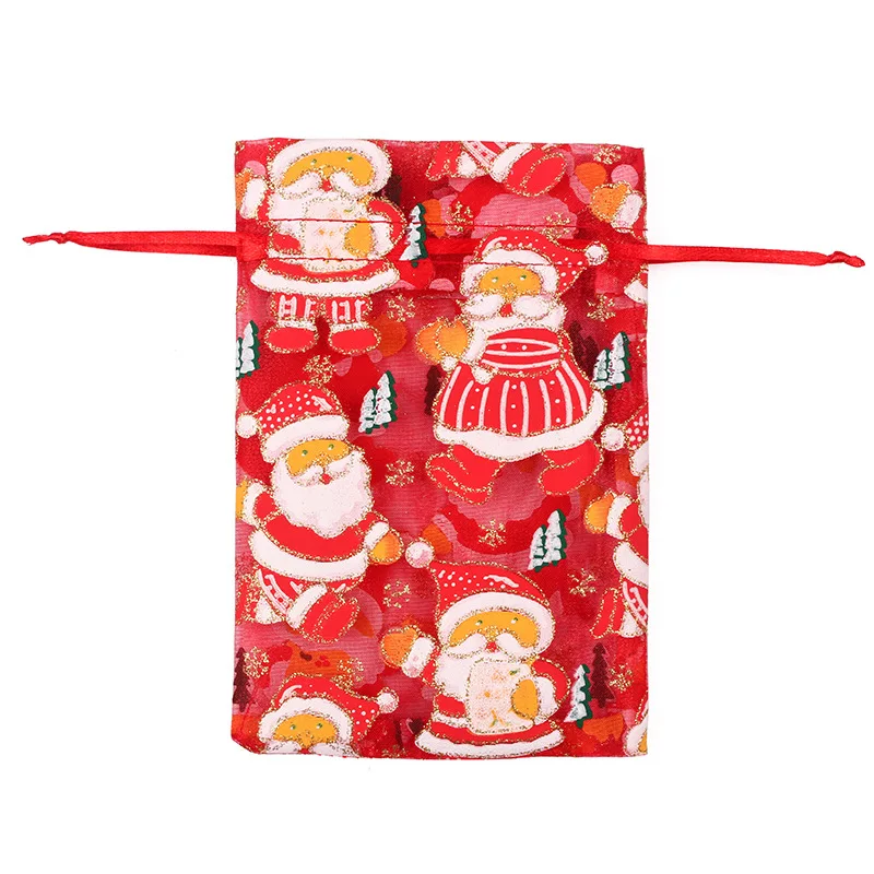 Red santa-2 Цветная печать 100 шт 10X15 13X18 см мешочек из органзы на Рождество марлевые Элементы Ювелирные изделия Сумки Упаковка Drawable органзы подарочные пакеты 55 - Цвет: Red santa-2