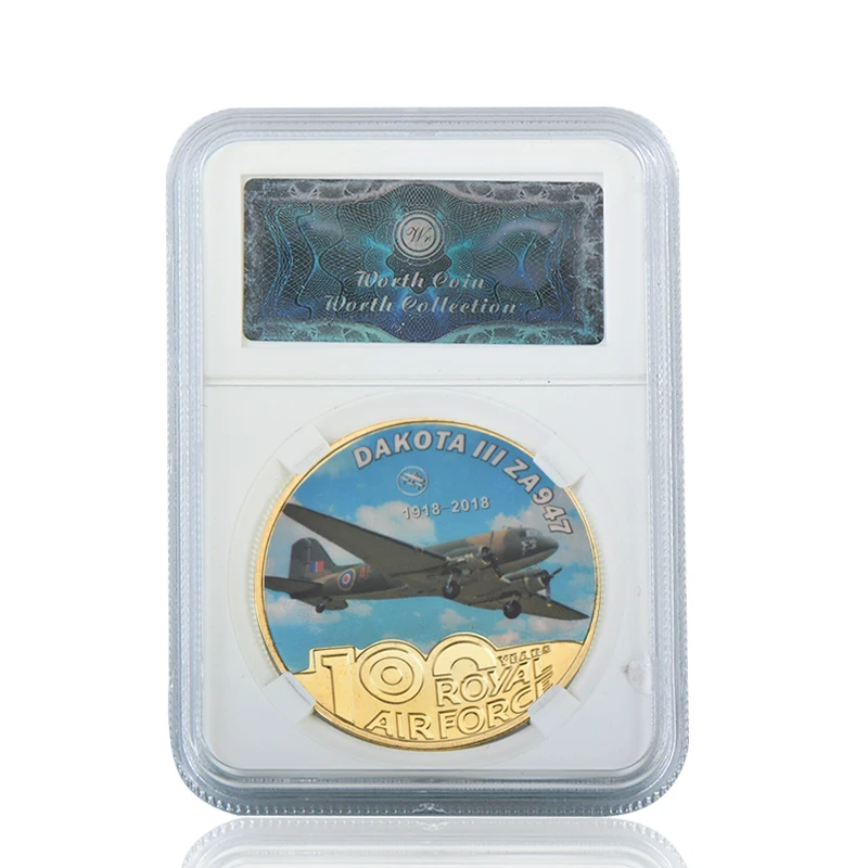 coin with case5 WR Королевские ВВС 100-летие золотые металлические монеты оригинальная копия монеты коллекционные вещи евро копия монеты подарки на день рождения сувенир - Цвет: coin with case5