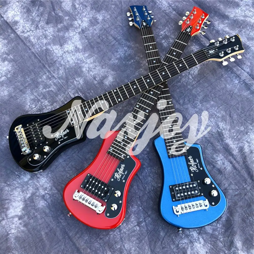 balck rot blau mini gitarre hofner shorty protable anfänger reise gitarre kind elektrische guitarra free global shipping