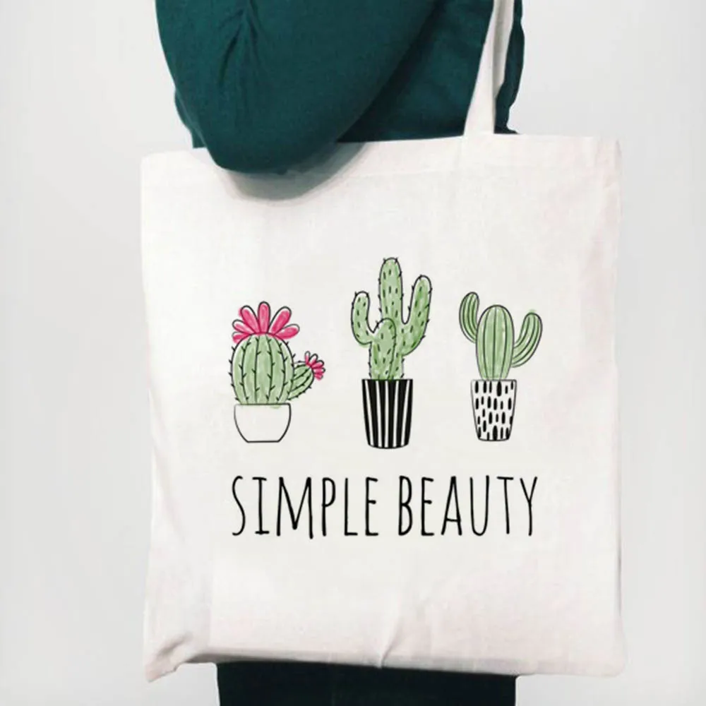 

Can't Touch This Cactus Drawing Print Reusable Shopping Canvas Women Tote Bag Female Shopper Student Book Bags Gift Fashion Bag