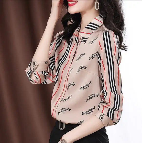 Женская блузка с длинным рукавом принтом весна-осень LS063 | одежда