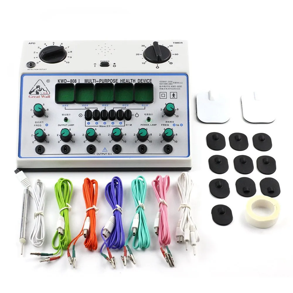 

6 Channels 5 Waves Electric Pulse Acupuncture Therapy Body Massager Muscle Stimulator Pain Relief Machine with Electrode Pads