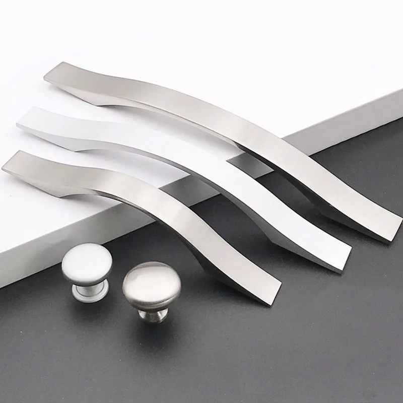 1 шт. современные дверные ручки для шкафа цинковый сплав матовое серебро ящика