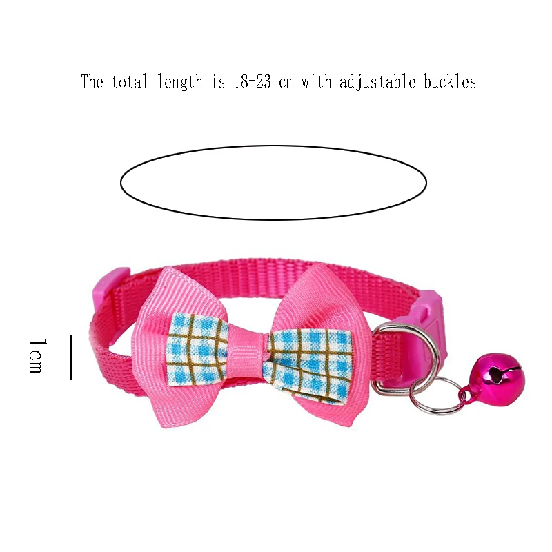

Pet collars, plaid bow collars. Cat collar Dog collar 1 cm wide 19-23 cm long adjustable