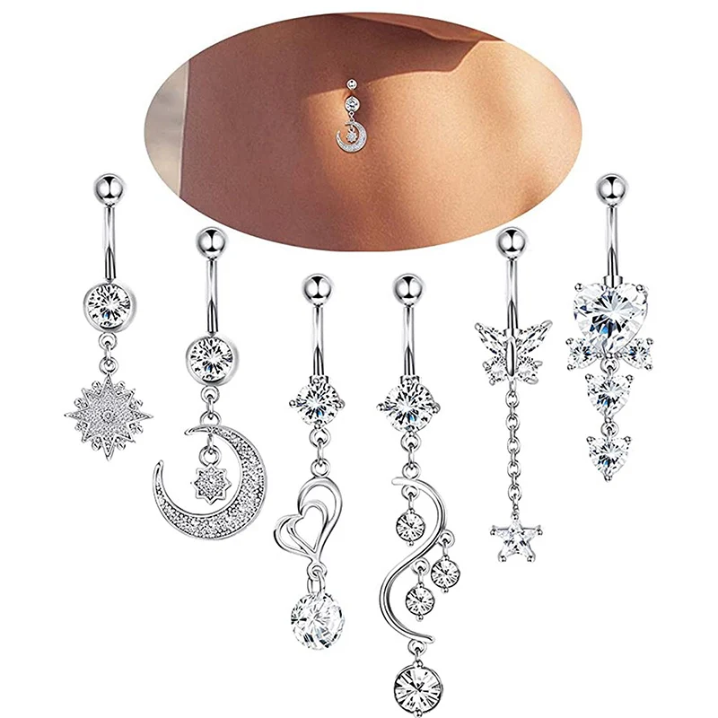 1 шт. хирургические Сталь с украшением в виде кристаллов циркониевое Цветочное