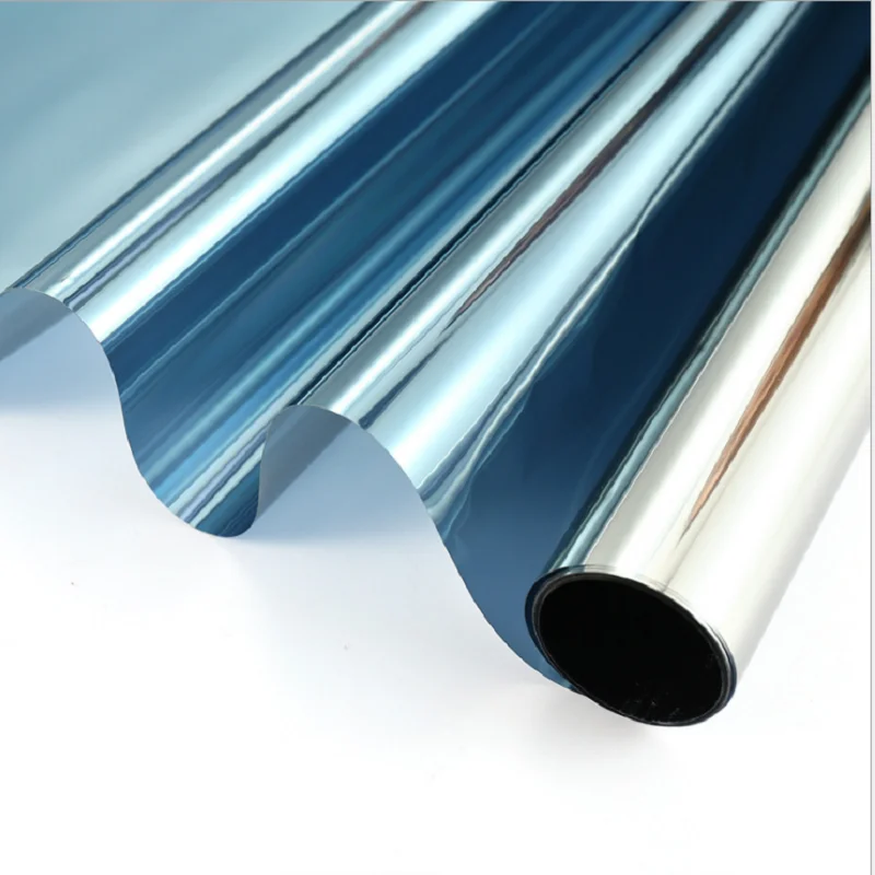 

90cmx4m Thermal-Insulation Window PET Sticker Self-Adhesive Sun-Blocking One Way Mirror Silver Water-Proof Durable Tint-Film