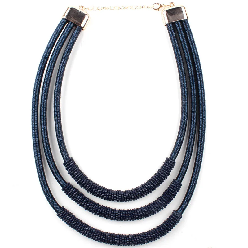 Африканская бижутерия модное многослойное ожерелье из плетеной веревки