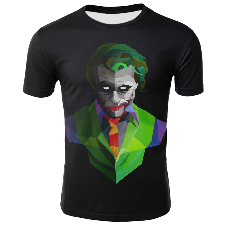 

2021 Summer new male superhero fashion casual 3D printing clown element mask horrible T-shirt large size wholesale