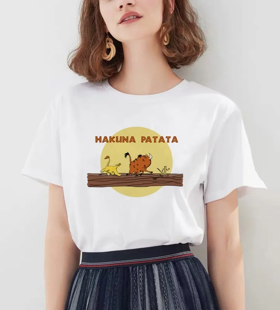 Hakuna Matata рубашка Женская Harajuku Ullzang Винтажная Футболка Kawaii Femme Homme летняя футболка модный топ Женская футболка - Цвет: 20531