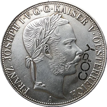1867 Австрия 3 1/2 Gulden копия монет 41 мм|Безвалютные монеты| |
