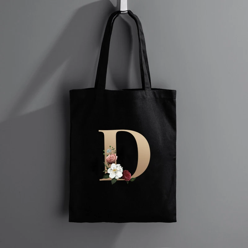 

Женская тканевая сумка-шоппер с цветочным принтом и надписью