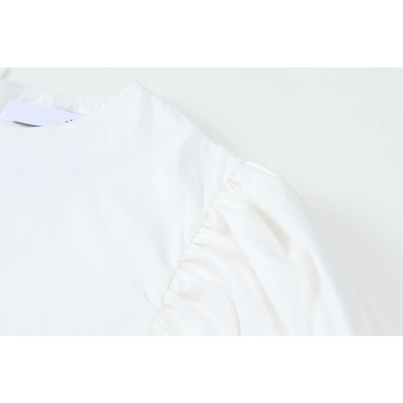 

Summer Women Drawstring Dress 2021 Puff Sleeve Short Sleeved Kawaii Casual y2k Suspender Dress Suit Vintage Lady 2-Piece Set