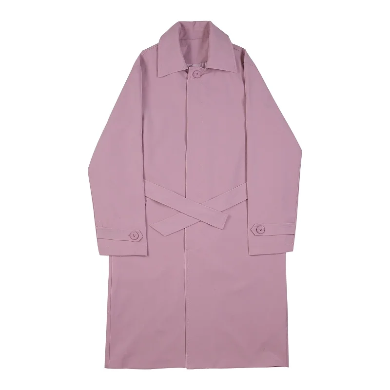 

Male Women Windbreaker Overcoat Jacket Streetwear Hip Hop Outerwear Men Vintage Fashion Loose Casual Long Pink Trench Coat