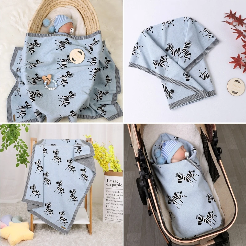 

Baby Blankets Swaddle Wrap Cotton Knitted Newborn Stroller Bedding Sleeping Covers 100*80cm Lovely Zebra Toddler Infant DXAD