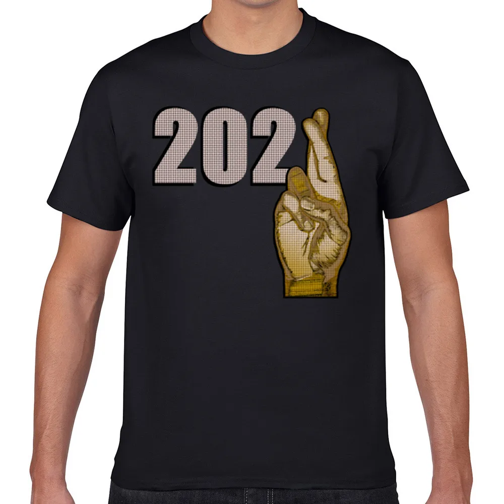 

Tops T Shirt Men 2021 new year crossed fingers Vogue Vintage Geek Short Male Tshirt fa001
