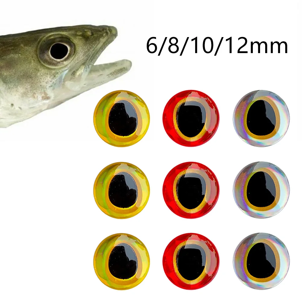 

3D Water Drop Gold Rim Simulation Fish Eyes Fishing Lure Eyes For Fly Tying Stickers 6mm, 8mm, 10mm, 12mm