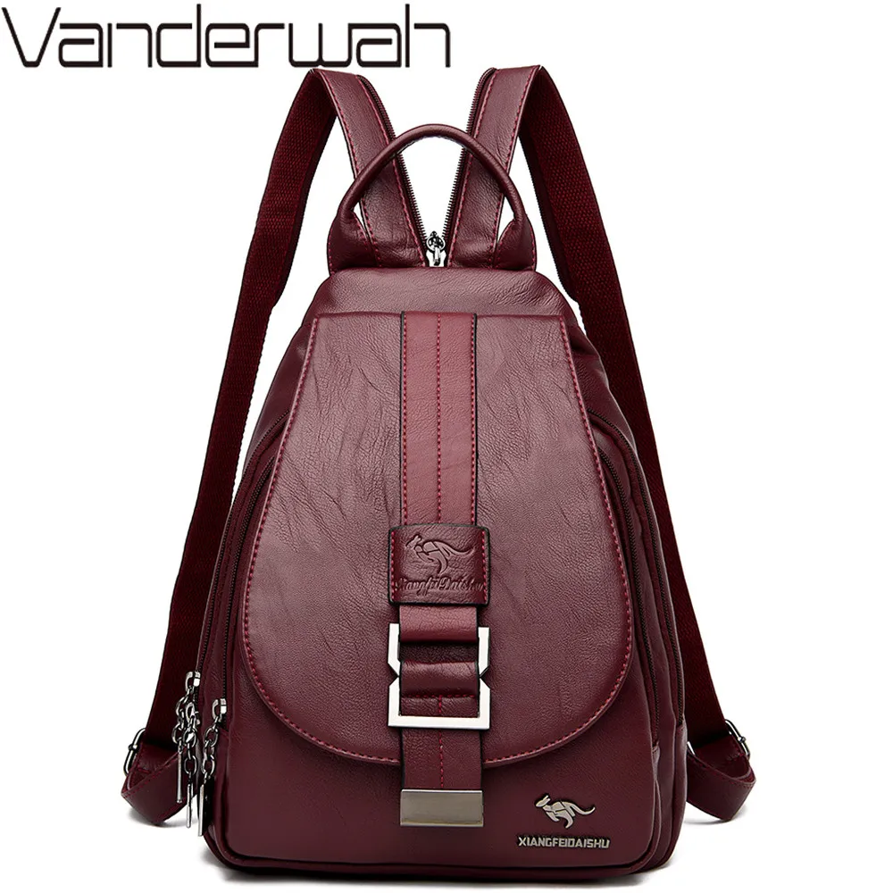 Женский кожаный рюкзак винтажный Повседневный школьный высокого качества для