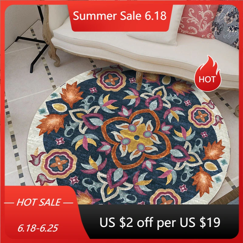 Этнический стиль круглый ковер Foral мандалы гостиная спальня прикроватный