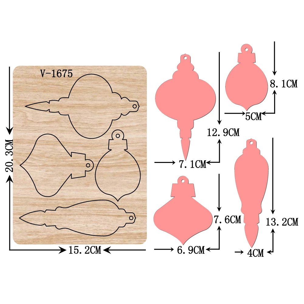 

New Christmas ornaments wooden dies cutting dies for scrapbooking Multiple sizes V-1675