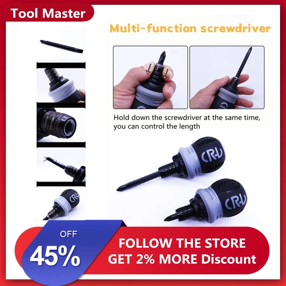 

Dual-purpose Ratchet Screwdriver CRV High Quality Steel Screwdrivers Length Adjustable Cross Slotted Screwdriver Set tournevis