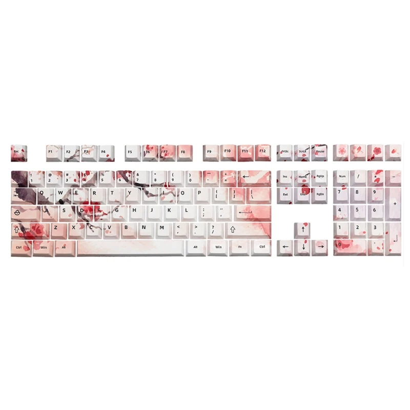 

H7JA 108 клавиш/комплект клавиатура с вишневым профилем, клавиша с сублимационной печатью PBT для механической клавиатуры MX 61/87/104, розовый узор