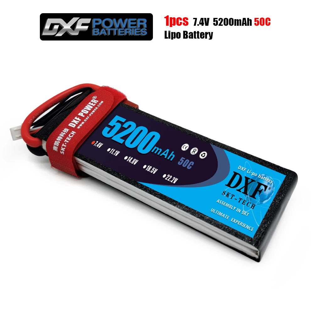 Литий-полимерная батарея DXF 2S 5200 мАч 7 4 В 50C Макс 1/10 c упаковка для 1/8 автомобилей RC