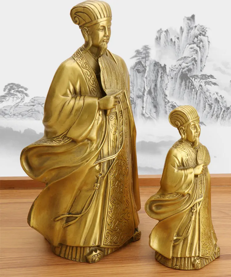 Zhuge Liang статуя из чистой меди ремесла фэн-шуй украшения Скульптура сна Grgon бронзовые украшения семьи, украшения офиса
