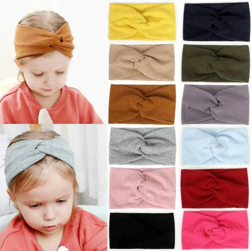 US Toddler Girls Baby Turban Solid Headband Hair Band Cross Accessories Headwear | Детская одежда и обувь