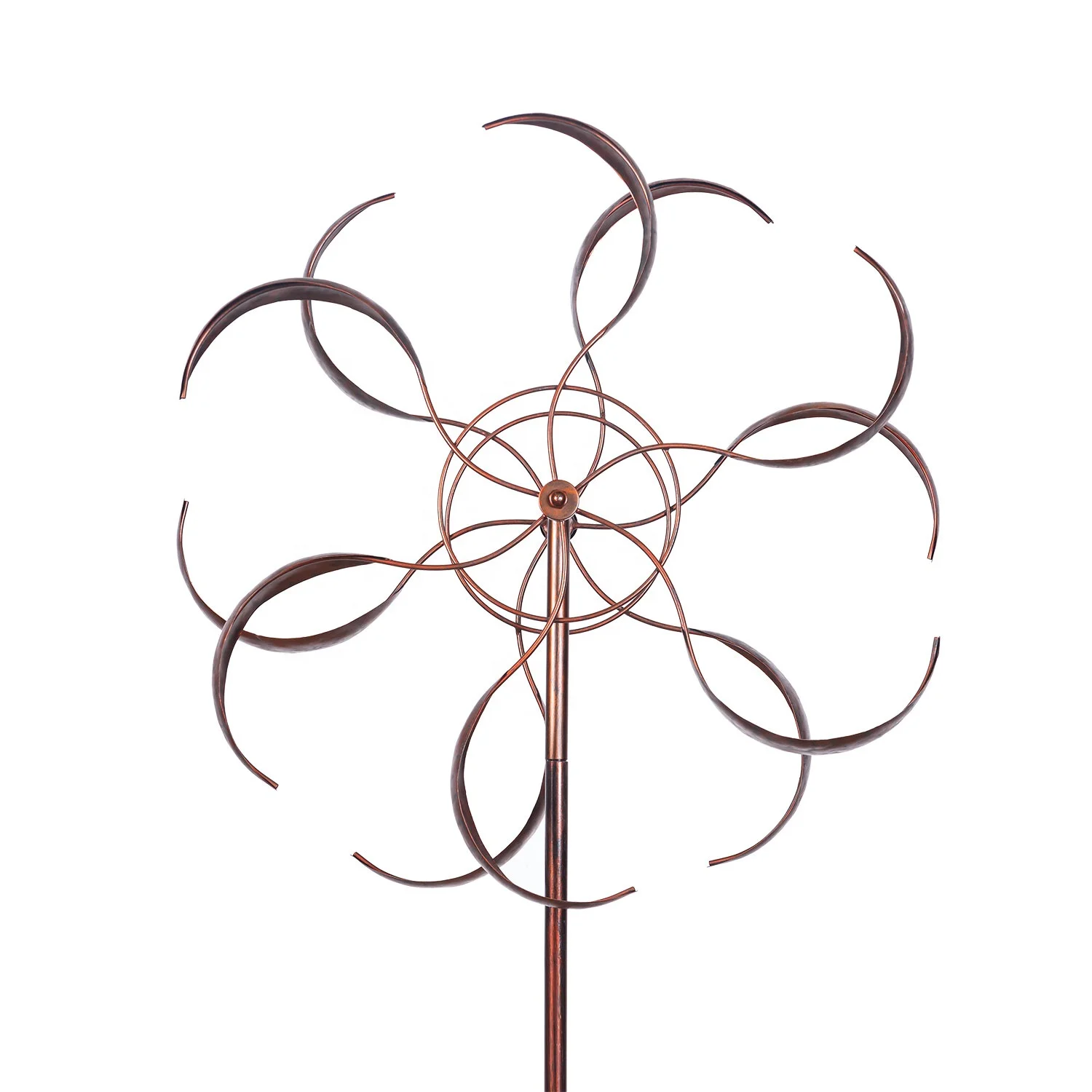 

Large Aged Copper Garden Twirler Kinetic Wind Spinner Stake Metal Garden Art