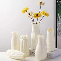shatterproof vase imitation ceramic flower pot origami plastic vases for decoration milky white basket arrangement home decor