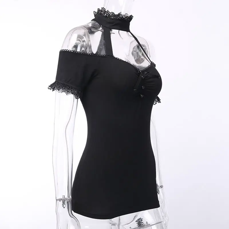 Летние элегантные готические шикарные сексуальные Клубные футболки для женщин