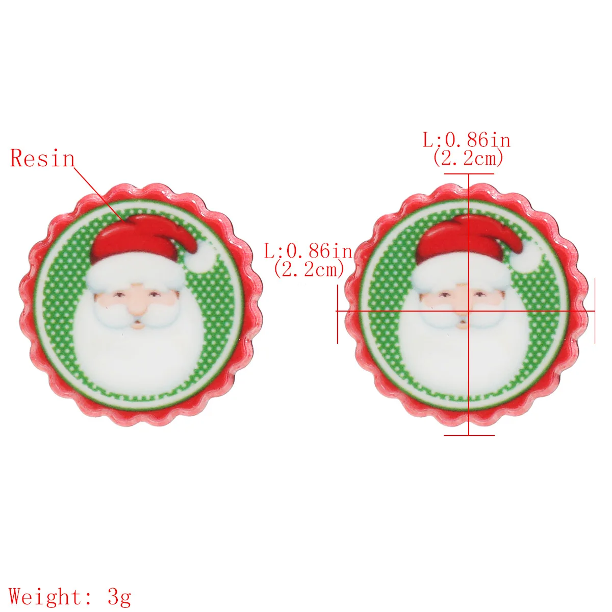 

AE-CANFLY Stud Earrings Double Round Unique Colorful Red And Green Pattern Christmas Snowflake Geometric Acrylic Earrings gift