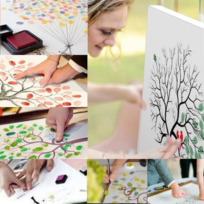 Холст плакат отпечатков пальцев гостевая книга для мальчиков и девочек платье